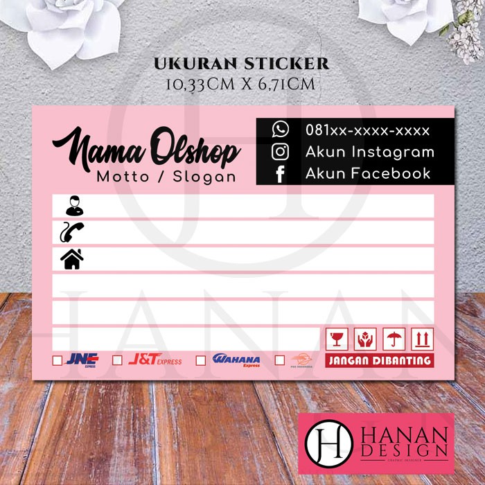 

Stiker Label Pengiriman Paket Olshop Online Shop Custom - Motif Kotak Hitam Black Pink