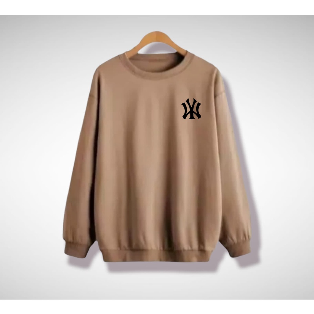 SWEATER CREWNECK BASIC LOGO NY OVERSIZE / JUMBO PRIA WANITA