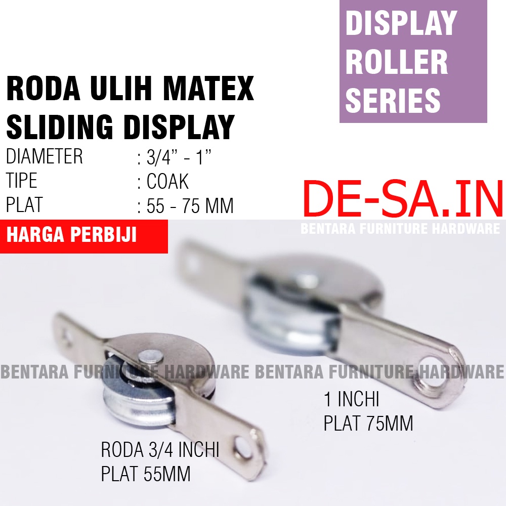 3/4&quot; - 1&quot; RODA MATEX ULIH GITSAY KECIL BESAR ETALASE GESER 1 INCHI - ROLLER DISPLAY SLIDING MAKTEK MATEK LAHER BEARING