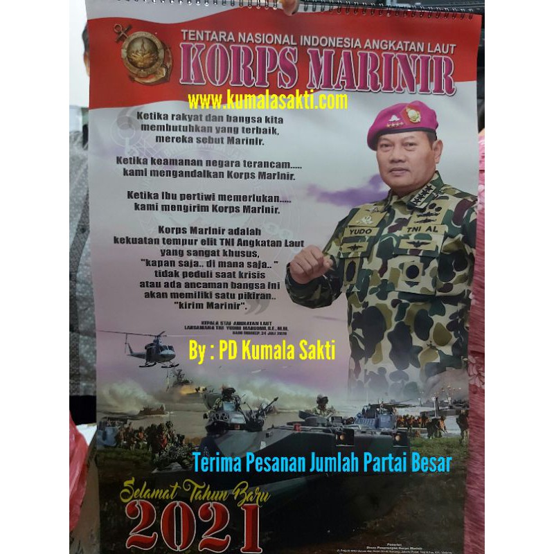 Kalender Marinir Tahun 2021|Tanggalan Dinding Korps Marinir TNI AL|Topi Loreng Marinir|Kaos Loreng