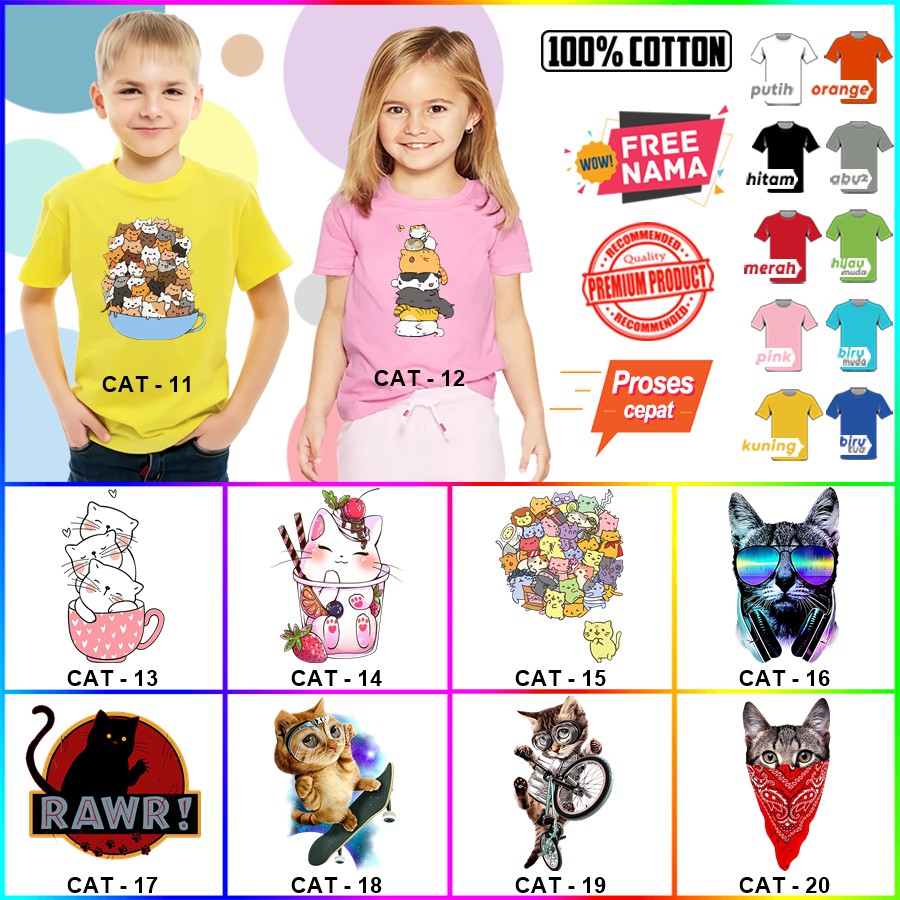 Baju Kaos ANAK DAN DEWASA CAT COUPLE (FREE NAMA)