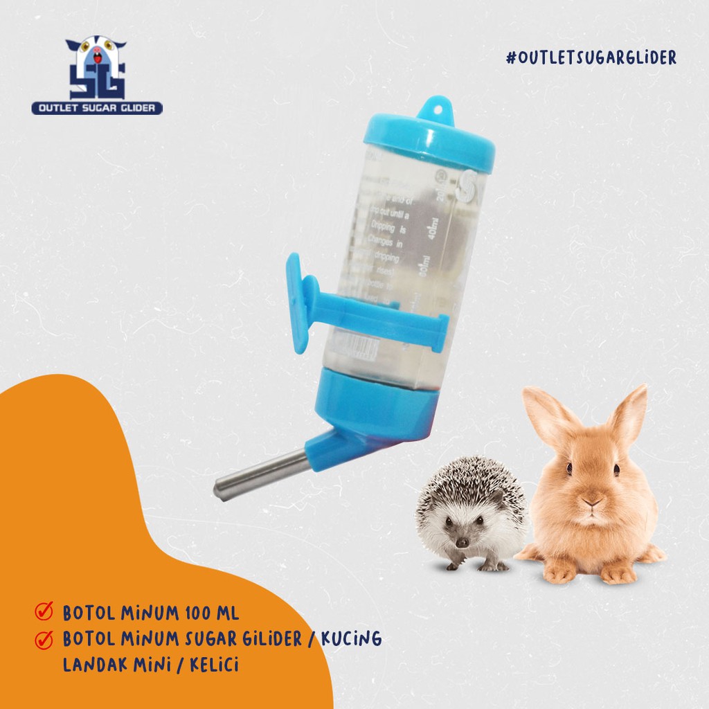 BOTOL MINUM 100ML PET DRINK SUGAR GLIDER / KELINCI / GERBIL / HAMSTER