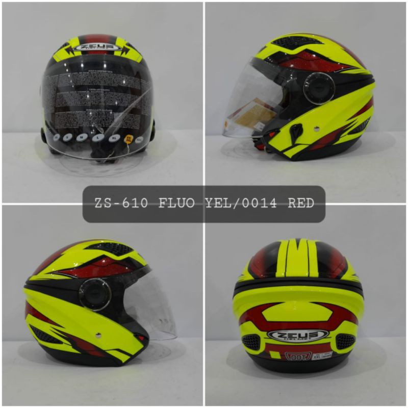 HELM ZEUS ZS - 610 MOTIF FLUO YELLOW / 0014 RED