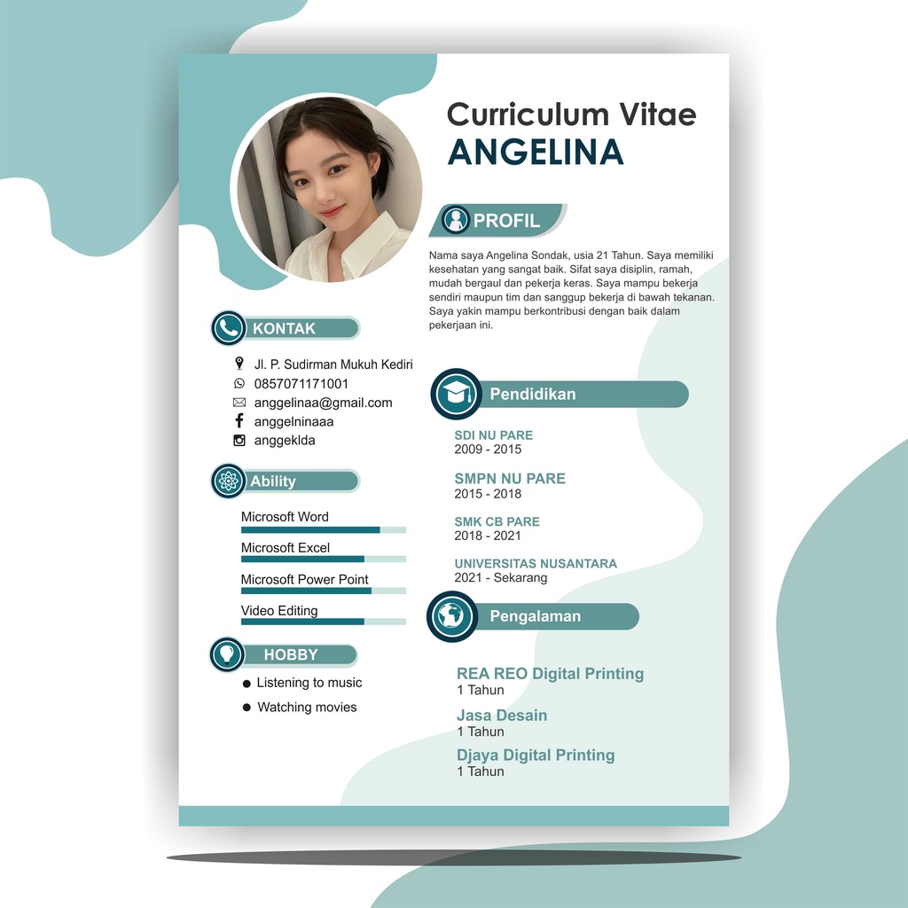 Jasa Pembuatan CV , Desain CV , Curriculum Vitae , Custom CV ,  Design CV ,  Resume , Riwayat Hidup