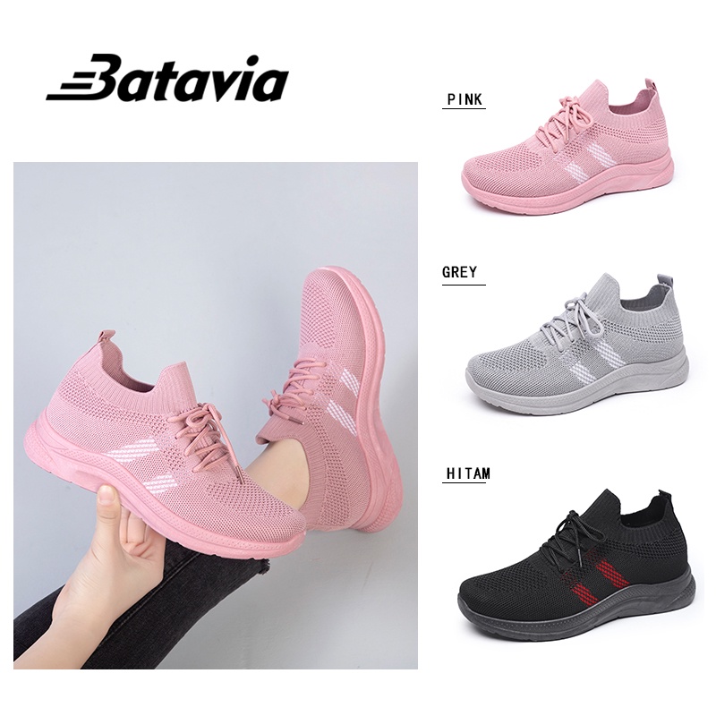 Batavia Sepatu wanita sneakers impor premium perempuan terbaru rajut adem antislip antiaus  olahraga Batavia Fashion Sepatu A137A138-5