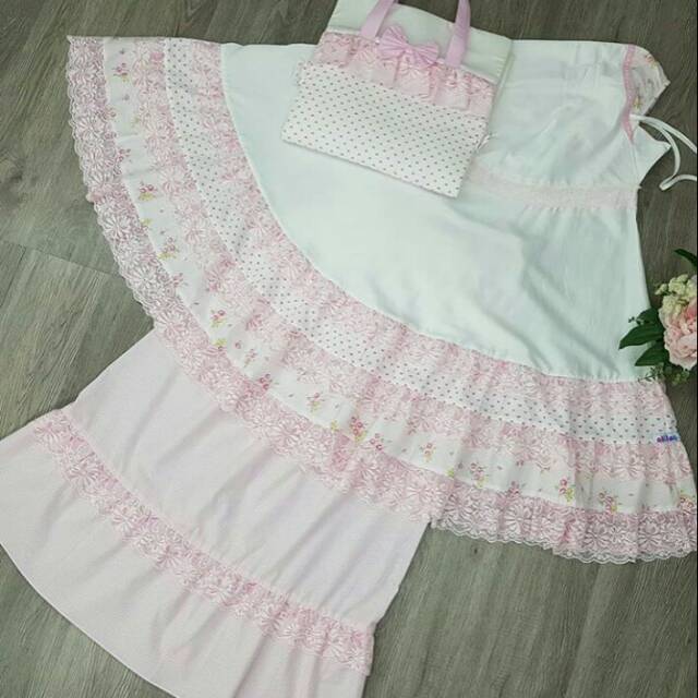 Mukena couple mom n baby 1-12 th warna putih pink by alilac