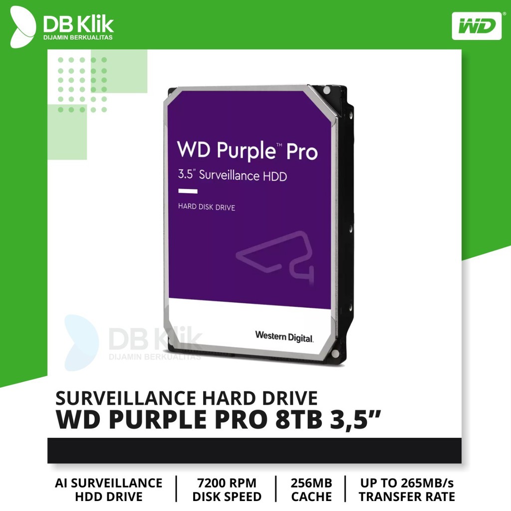 Harddisk Internal WD Purple PRO 8TB 3.5" SATA | HDD WDC 8TB Purple