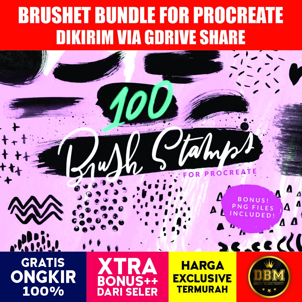 100 Paint Brush Stamps Brushes for Procreate