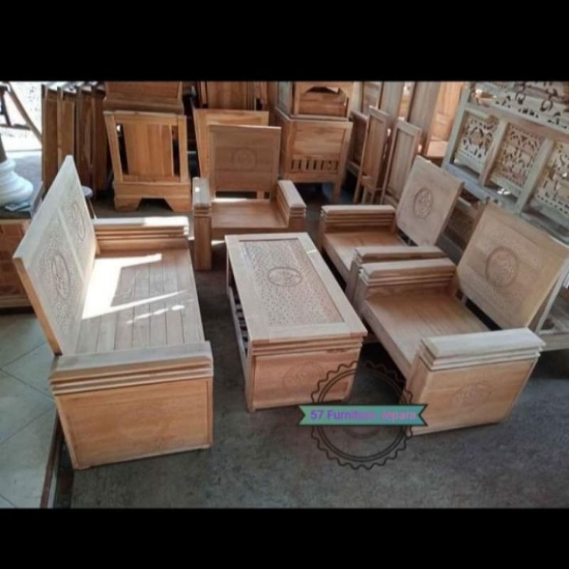 Kursi tamu jati mentahan ukir jepara kayu Grade A