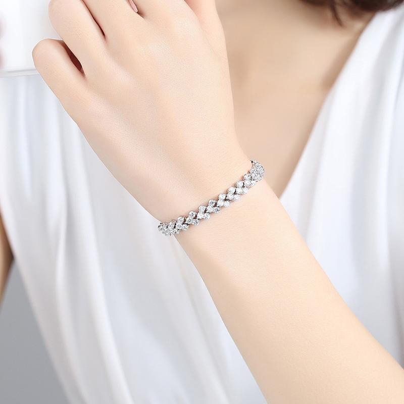 Gelang Titanium Bangle Anti Karat Gaya Roma Dengan Permata Kristal Berkilau Gelang Wanita Bracelet