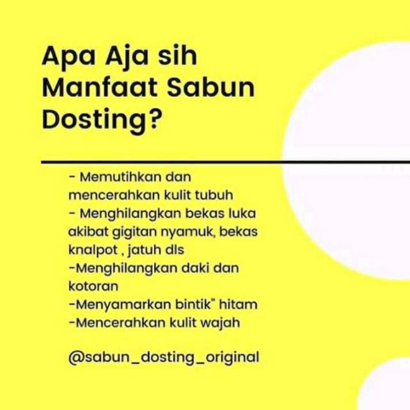 SABUN DOSTING PEMUTIH KULIT PERMANEN PRIA &amp; WANITA 5 X LEBIH CEPAT