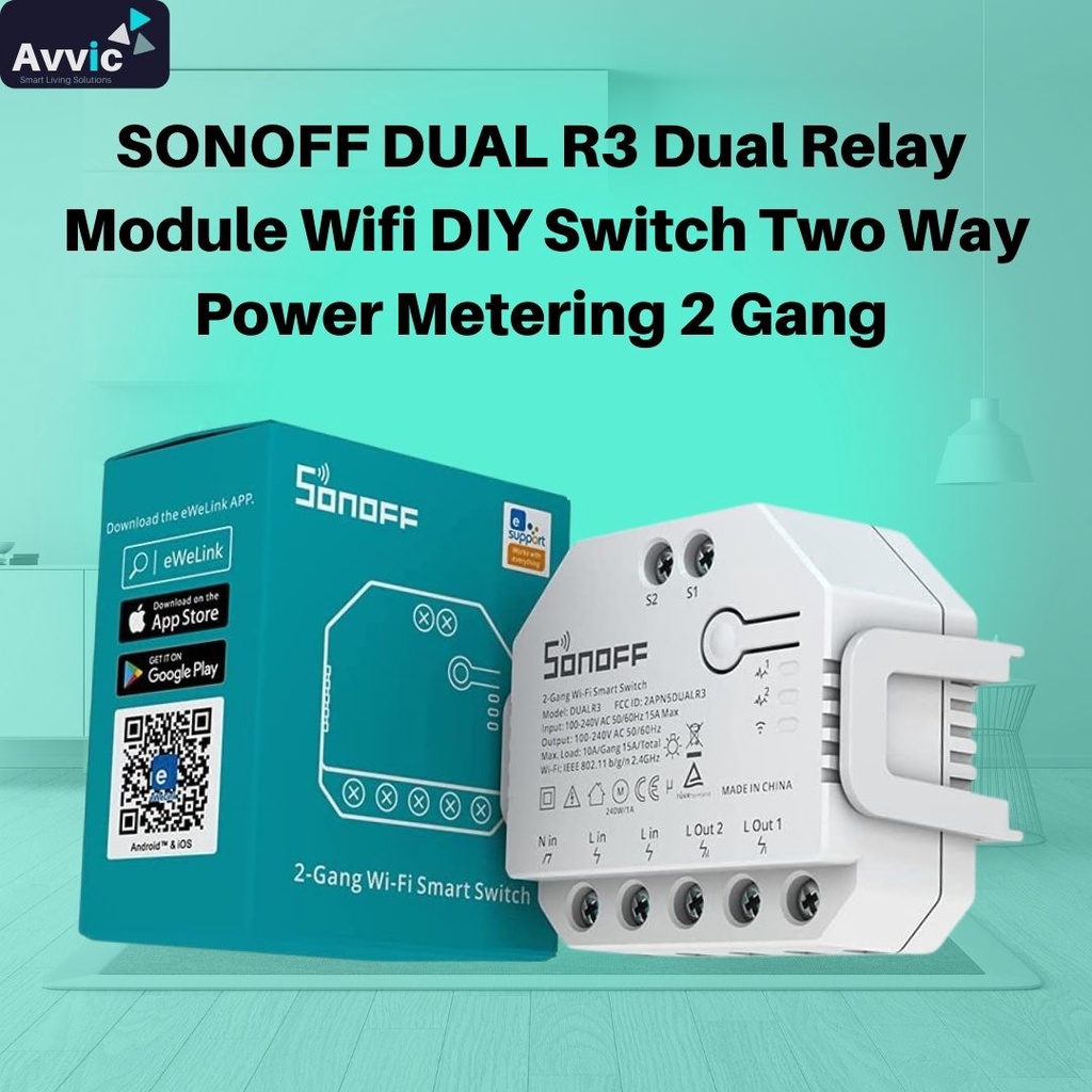 SONOFF DUAL R3 2Gang Relay Module DIY MINI Remote Control Switch Power
