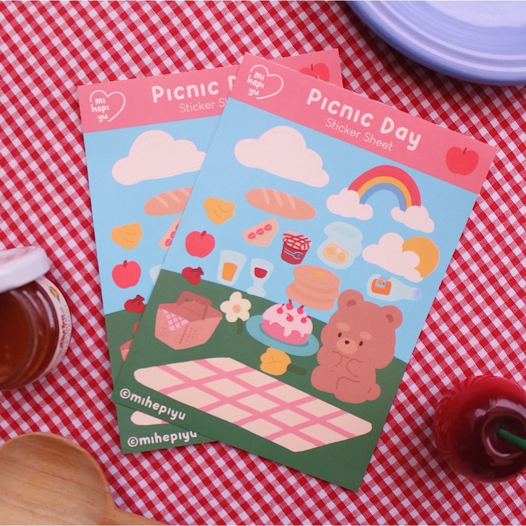 

Picnic Day Sticker Sheet | Mihepiyu Stiker Dekorasi Bullet Journal Diary Scrapbook