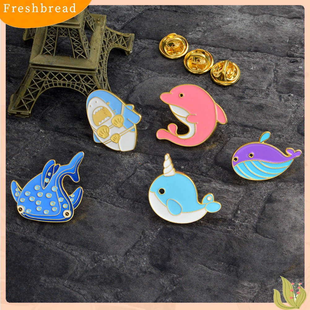 Fresh| Bros Pin Enamel Bentuk Ikan Paus / Hiu / Paus Kartun Lucu