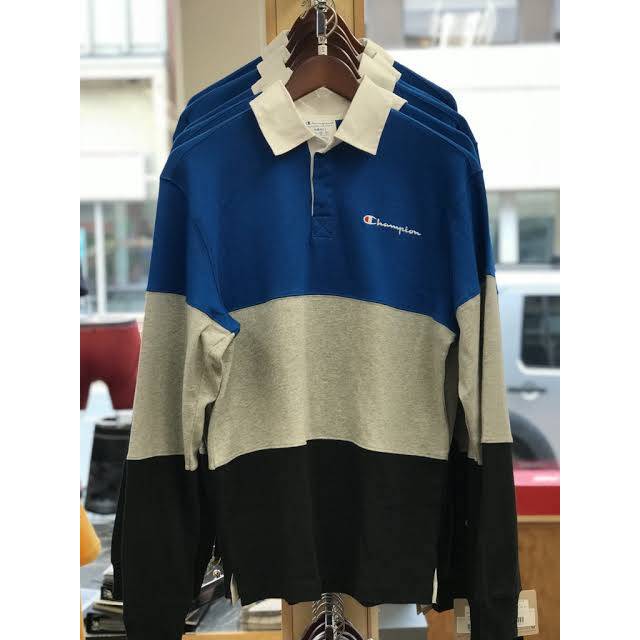 T-shirt Kaos Champion Men's Colorblock rugby with Embroidered script (ORIGINAL)