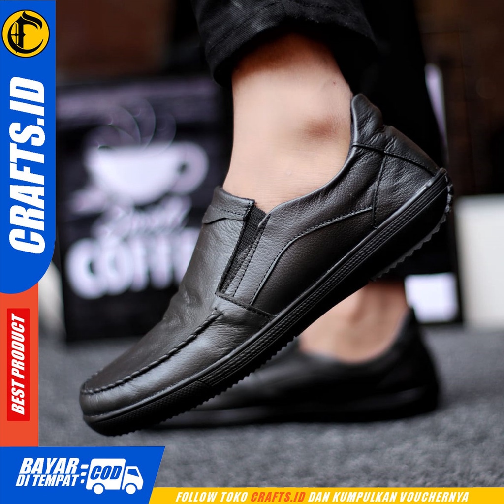 CRAFTS Wilde - Sepatu Casual Slip On Kulit Asli Kerja Pria