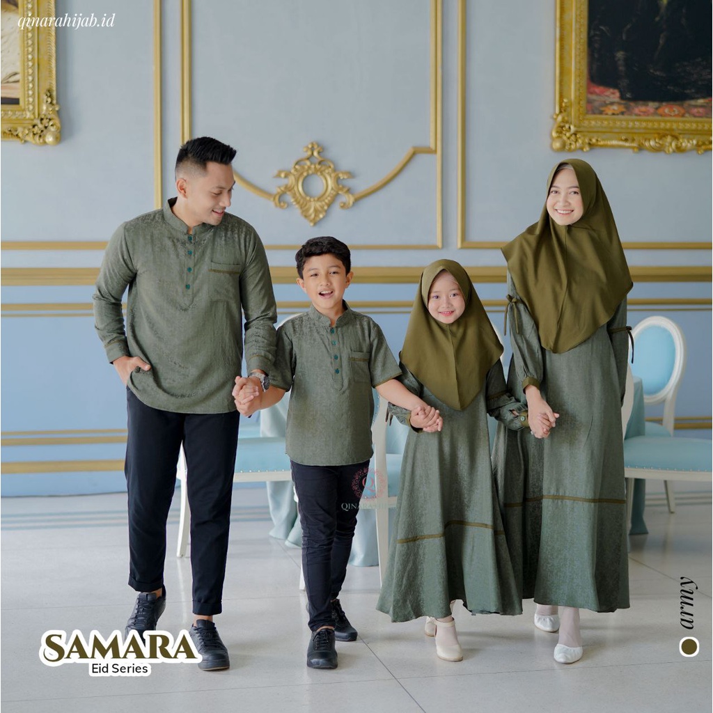 Gamis couple keluarga pasangan muslim Army terbaru 2022  baju seragam lebaran kekinian  SAMARA EID A
