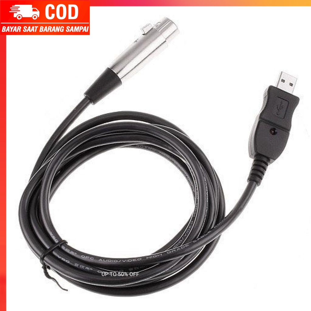 (100% BARANG ORI) USB to XLR Microphone Studio Audio Adapter Connector 2.8M - AY12