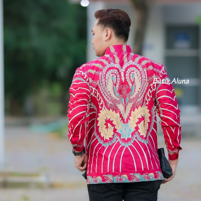 Batik Pria Lengan Panjang Premium Modern Slimfit Baju Kemeja Batik Exclusive Songket Pria Solo Laki Laki Cowok Jumbo Lengan Panjang Slim Fit Solo Pekalongan Furing Kasual Bahan Katun Reguler BATIK ALUNA PL 119