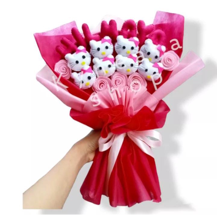Buket Boneka Hello Kitty Custom Nama