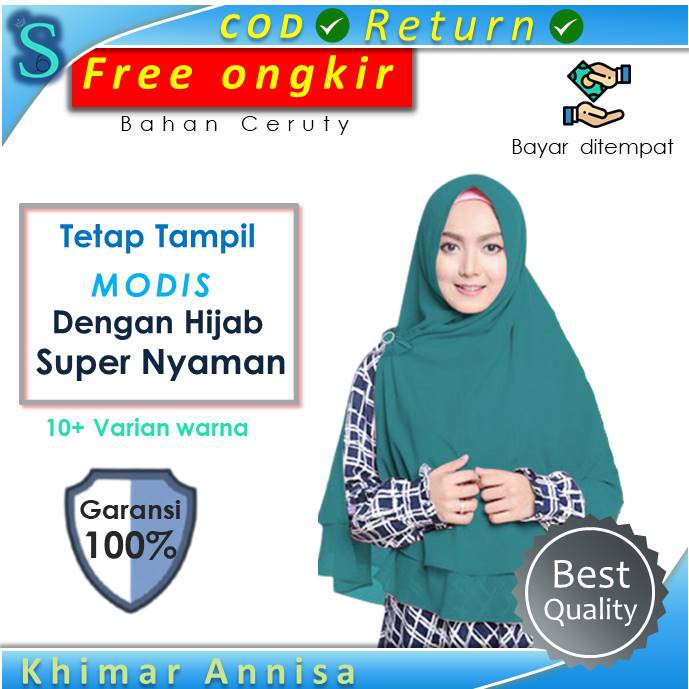Jilbab Kerudung Hijab Krudung Khimar Instan Bergo Syari Jumbo Ceruty 2 Layer Ceruti Annisa P2