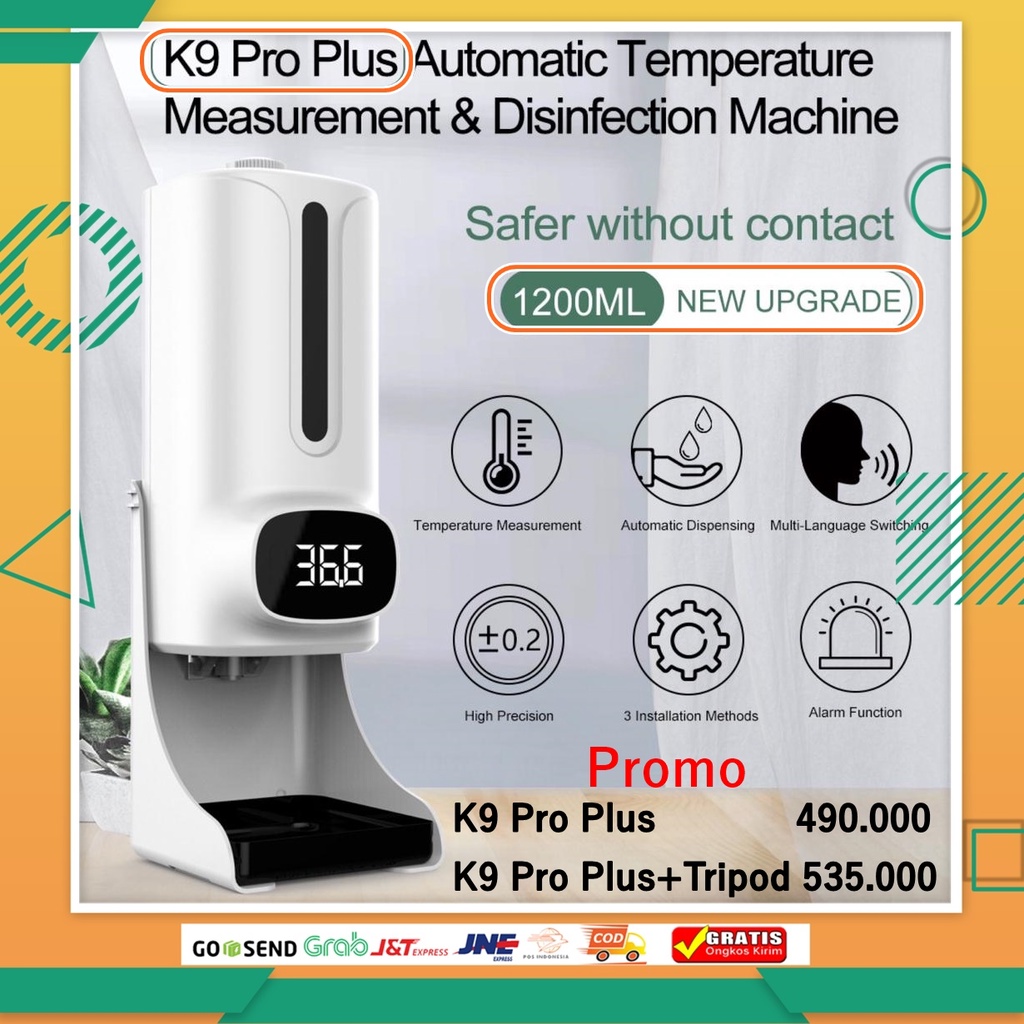 Thermometer Infrared K9 Pro Plus Upgradded Automatic Dispenser Handsanitizer With Tripod