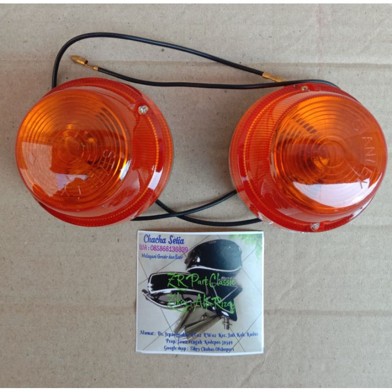 Lampu sein sen depan honda c70 model mika kaca candi