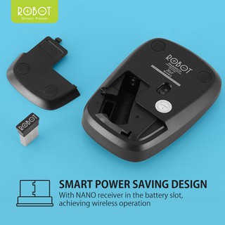 Mouse Wireless ROBOT M220 2.4GHz Optical 1600DPI dengan Receiver USB