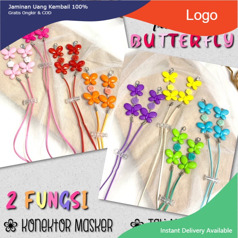 strep masker (2 Fungsi) Tali & Konektor Masker “Butterfly” rantai masker