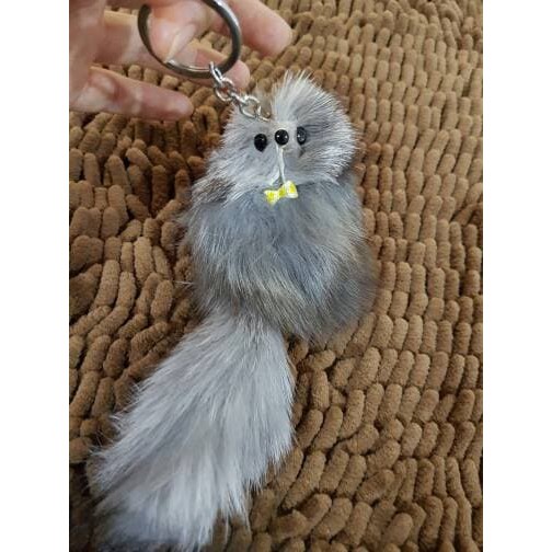 Jual Gantungan Tas / Kunci Kopenhagen Bulu Rubah fox tail premium - Hitam Berkualitas