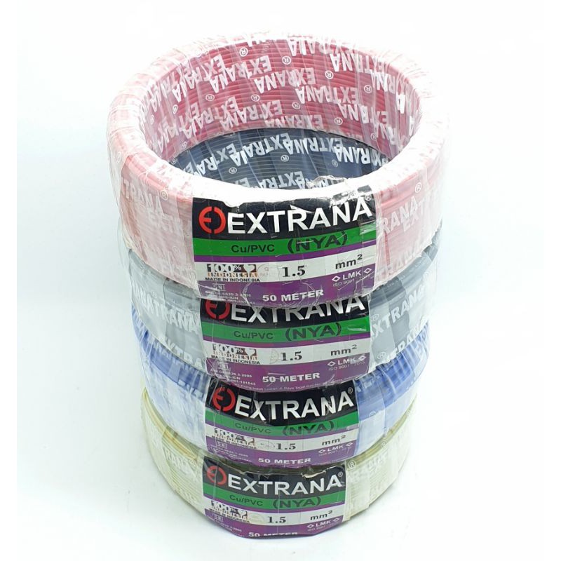 Extrana NYA 1,5MM 50 Meter Full SNI FULL LMK Kabel Listrik Nya 1x1,5mm² 50M Tunggal Engkel EXTRANA