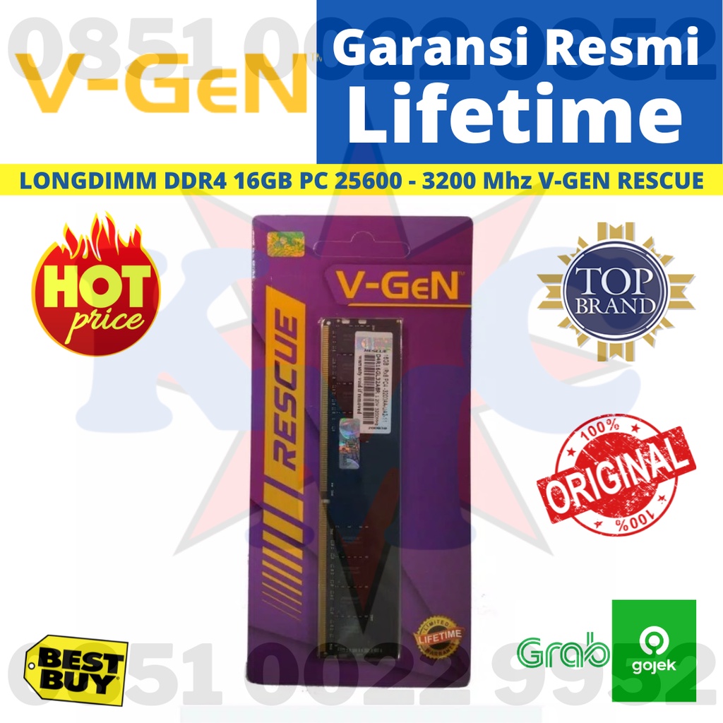 V-GeN VGEN RESCUE 16GB DDR4 PC 25600 PC25600 - 3200 Mhz