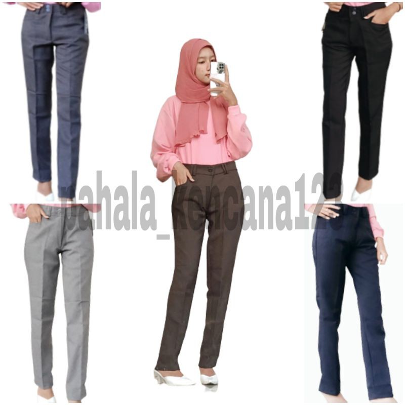 celana Kerja kantor wanita resleting celana kain premium jumbo slim fit high waist terbaru terkini