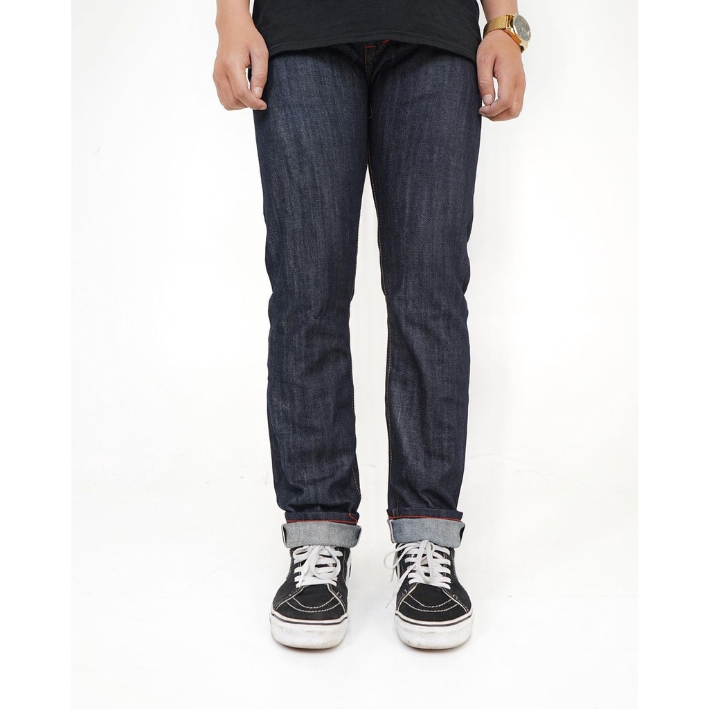 CELANA DENIM PRIA SVGE DIVINE BLUE DEEP INDIGO 15 OZ RAW DENIM REDLINE SELVEDGE