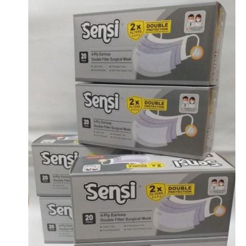 SENSI MASKER 4 Ply Double Filter Earloop Surgical Mask @ 20