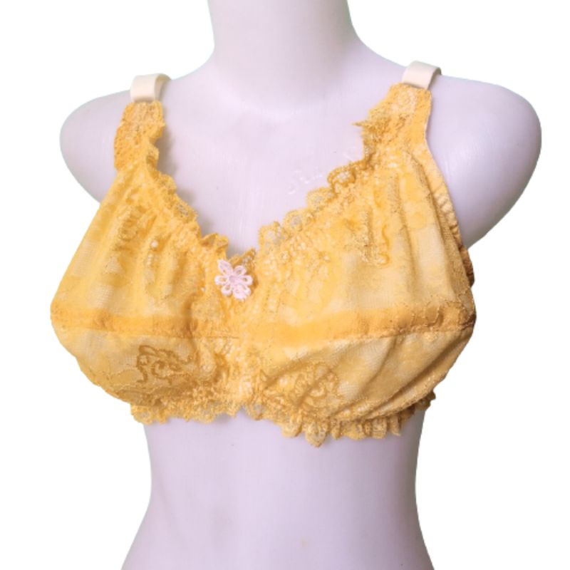 BRA BH WANITA JUMBO TANPA KAWAT DAN BUSA CUP BESAR BAHAN FULL BRUKAT  RENDA SIZE UKURAN 40 42 KONVEK