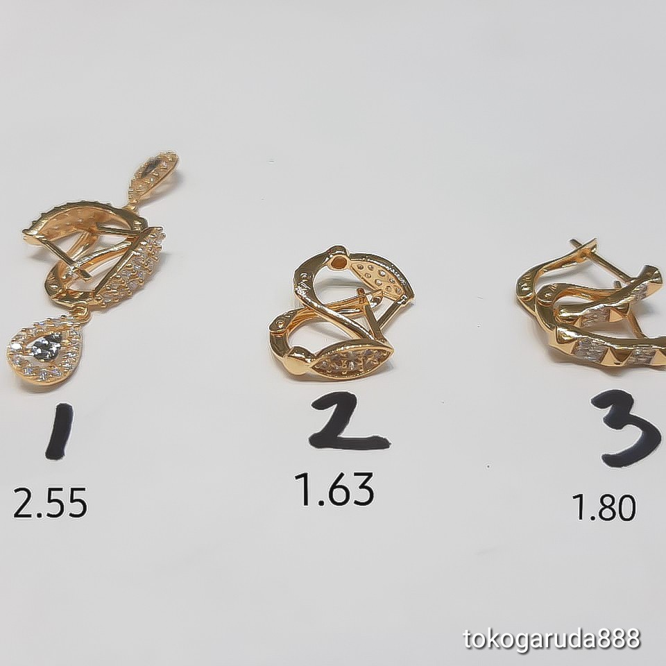 banyak motif yaa. anting anak dan dewasa emas asli kadar 700 70% 16k bulat diamond love 22 giwang kerabu hooks dewas