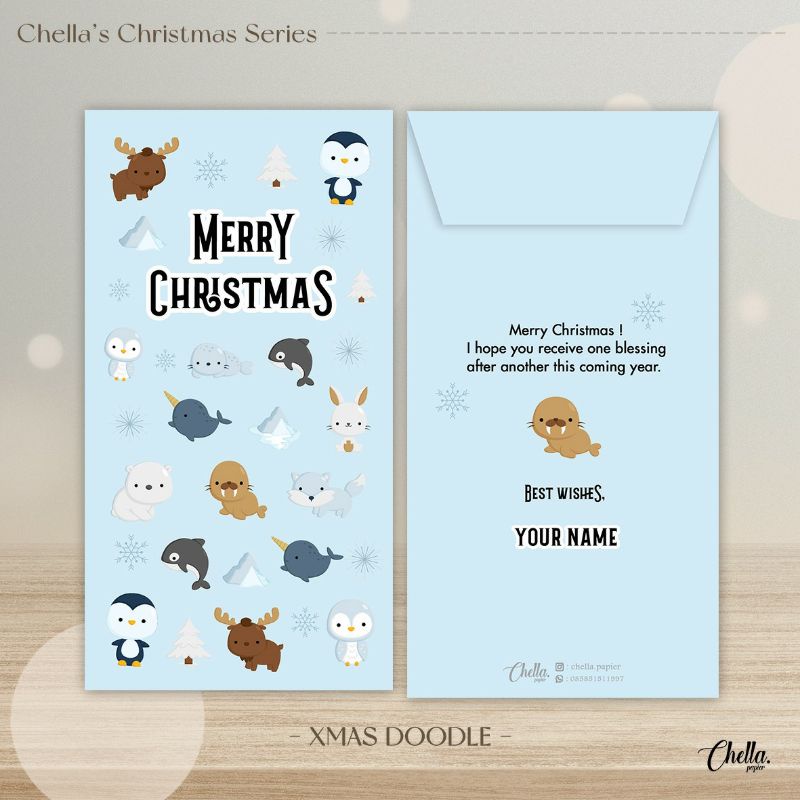 

XMAS DOODLE - CUSTOM AMPLOP NATAL / CHRISTMAS ENVELOPE (BISA TULIS NAMA) ISI 6 PCS