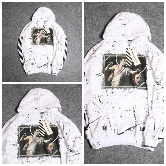 Sweater offwhite marble premium quality untuk pria dan wanita bahan cotton flecee tebal berkualitas