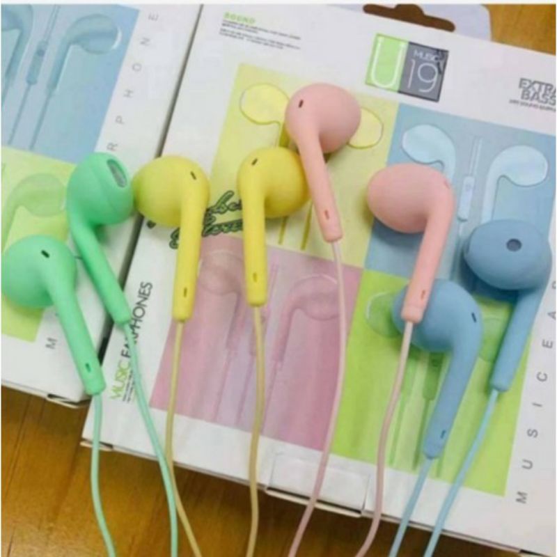 Headset / Handsfree U19 Macaron Hifi Extra Bass Mate Colorfull Earphone Jack 3.5mm With