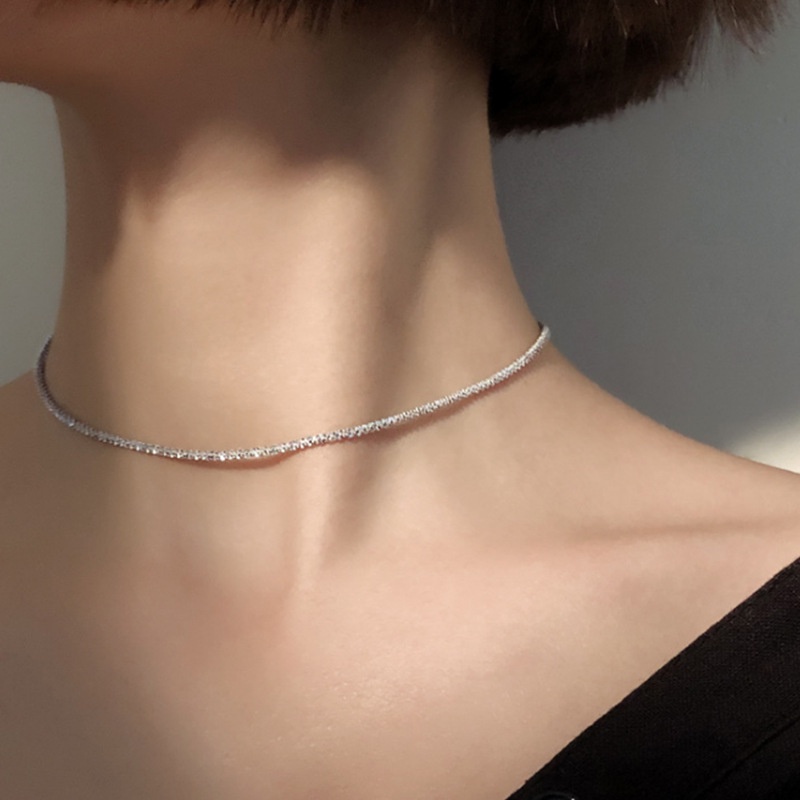 2022 Kalung Choker Rantai Kristal Warna Silver Untuk Wanita