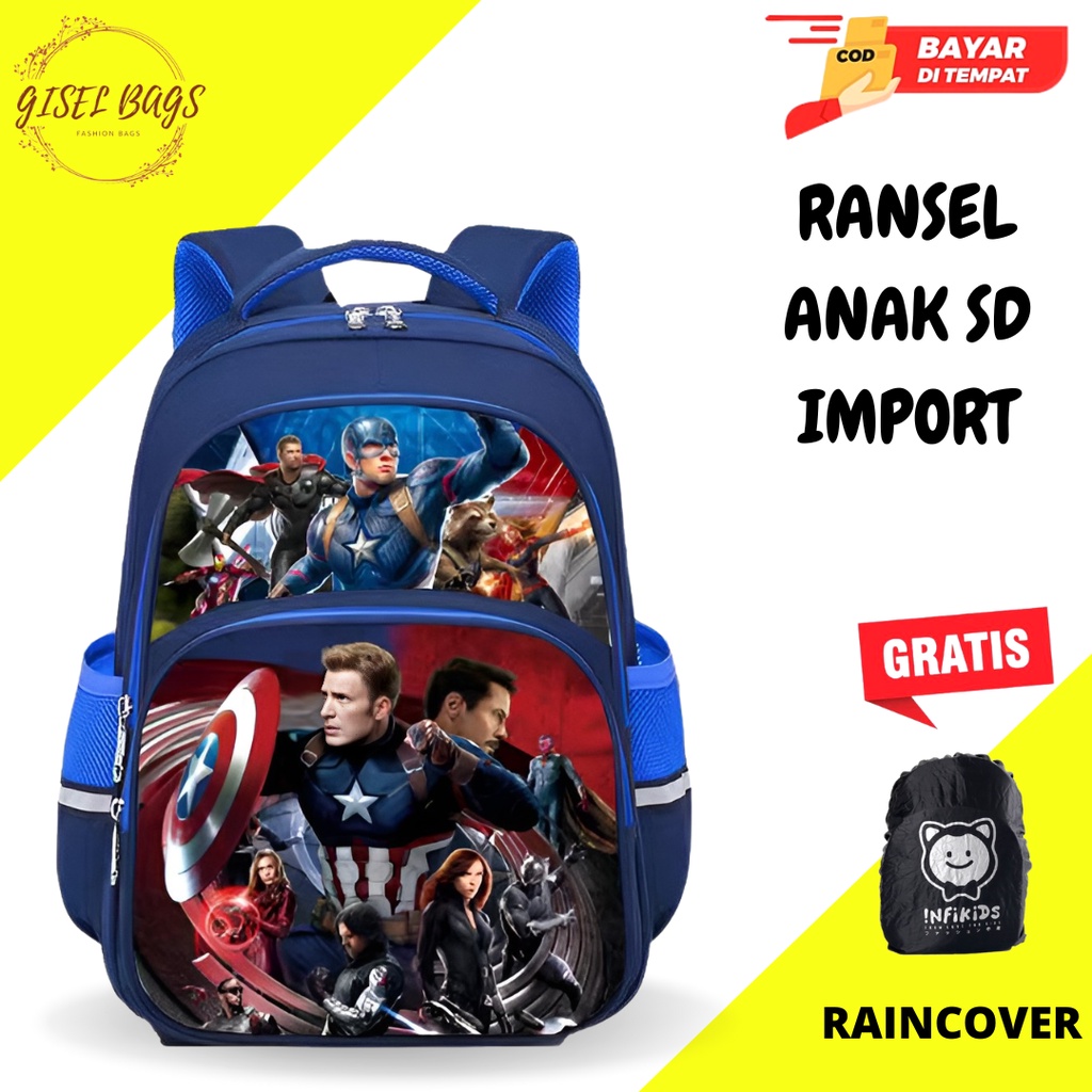 GB-Ransel anak laki laki SD Ransel anak karakter superhero ransel anak import