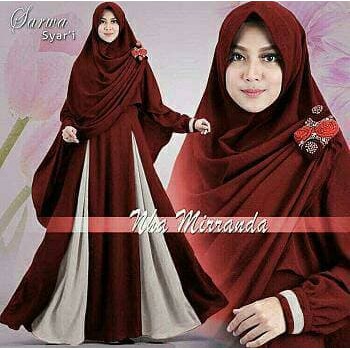pakaian Gaun muslim ibu islami asd setelan st hijab muslim syari Sarwa MAROON baju wanita maxi dress