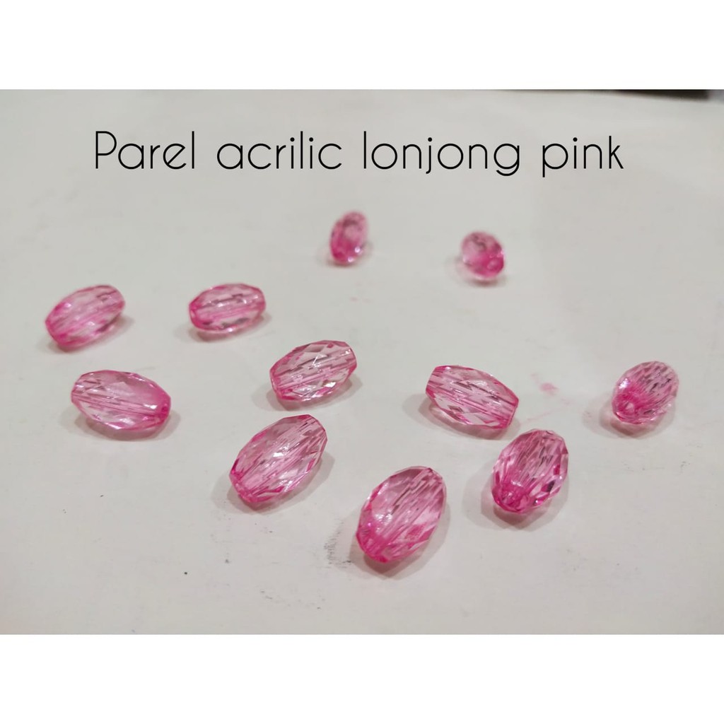 Parel Acrilic Lonjong Pink bahan aksesoris bahan 