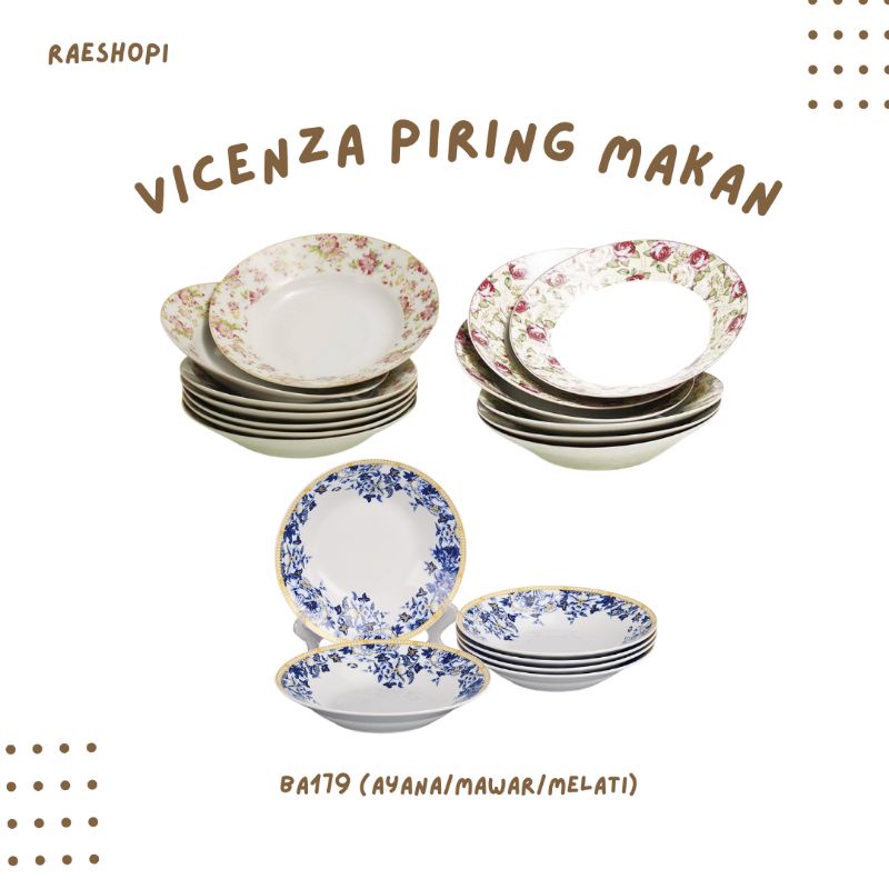 Vicenza Piring Makan 6 pcs motif Ayana/Mawar/Melati BA179