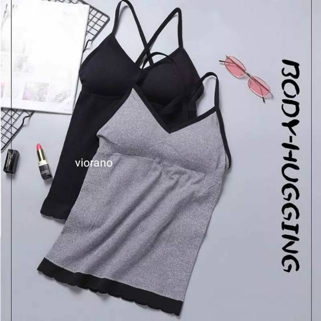 Tanktop Import Premium Strech dengan Cup Busa Bisa Dilepas T8823