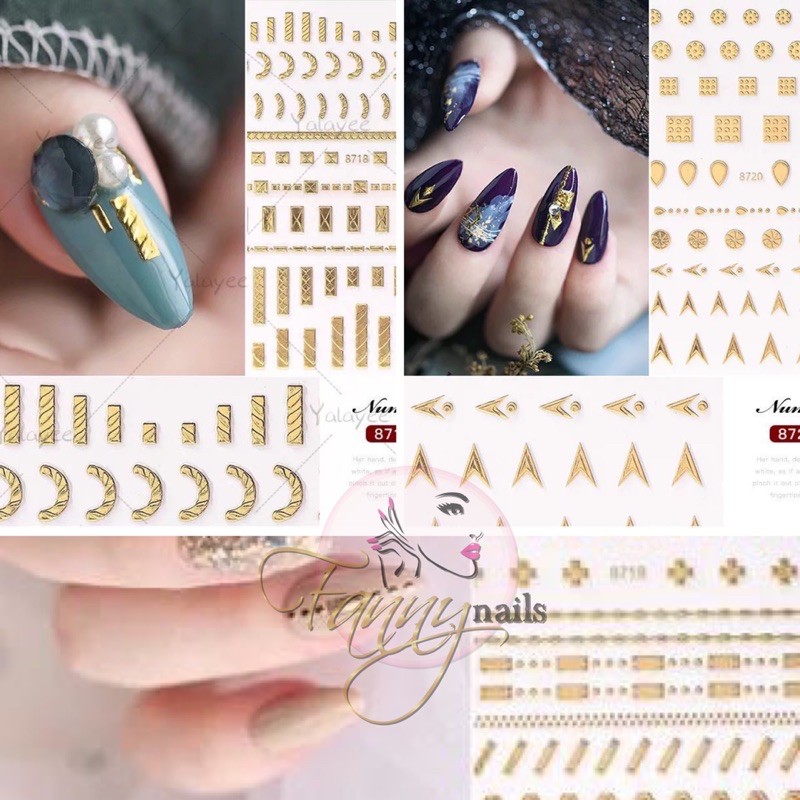 Sticker metal gold hardware / stiker acc gold nail art wheel metal gold