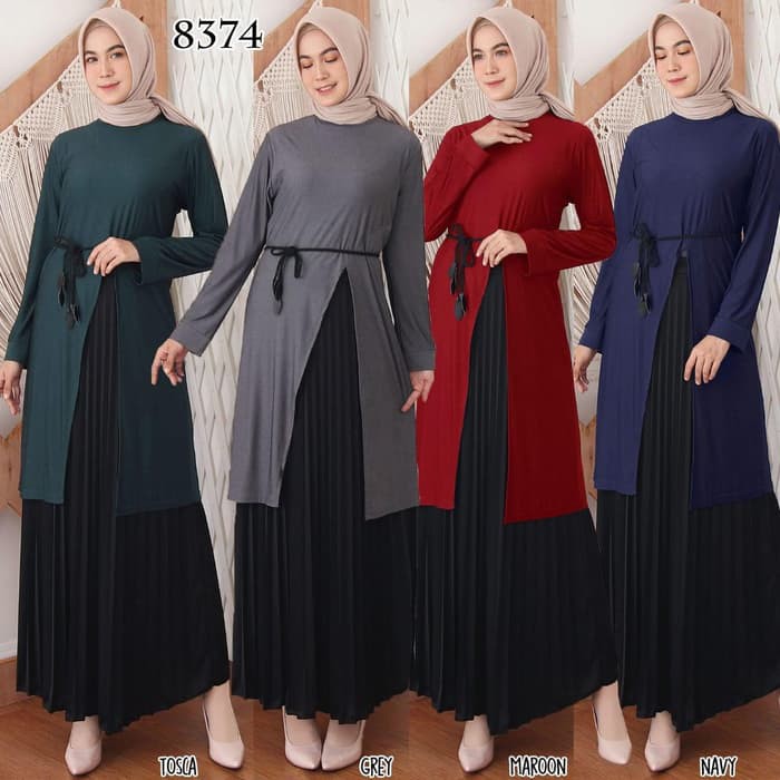 BAJU ATASAN TUNIK JEANS FASHION WANITA REMAJA DEWASA MUSLIM KEKINIAN IMPORT TERBARU 2020 WS165