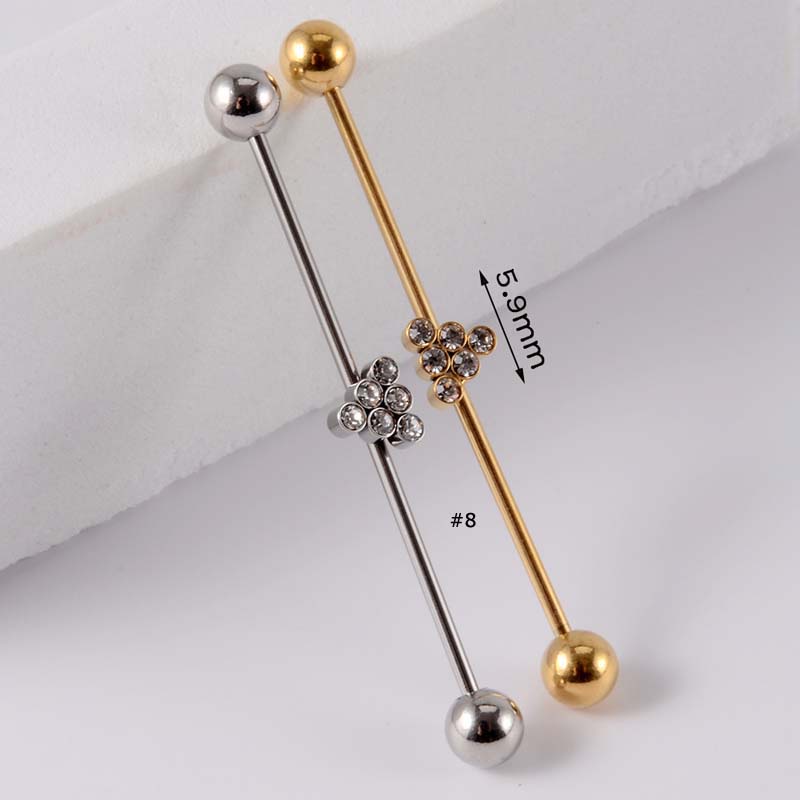 1pc Anting Tindik Tubuh Desain Barbell 16gauge Untuk Priawanita