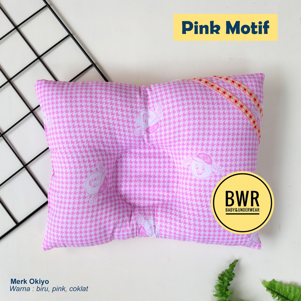 Bantal Peyang Bayi OKIYO Kotak Kotak | Kado Bayi Perlengkapan Tidur Bayi - Bwr IX